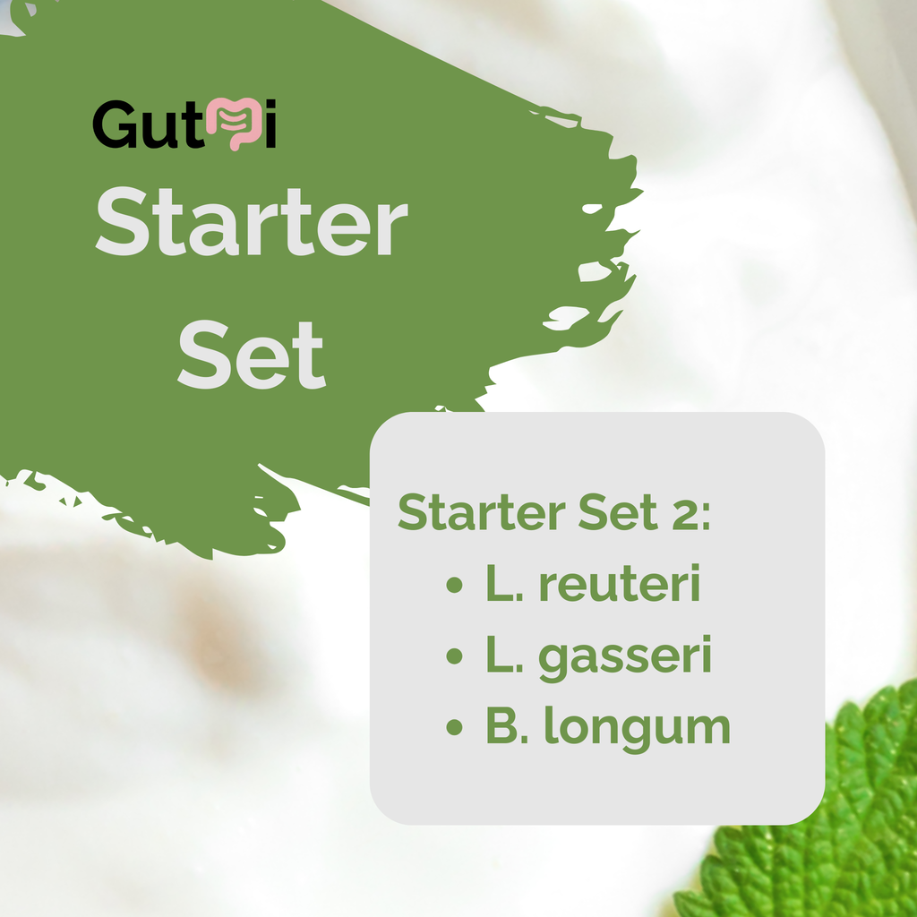 GutMi | L. reuteri + L. gasseri + B. longum | Yogurt Starter Set | Light Gut | Starter Cultures | Pack of 3